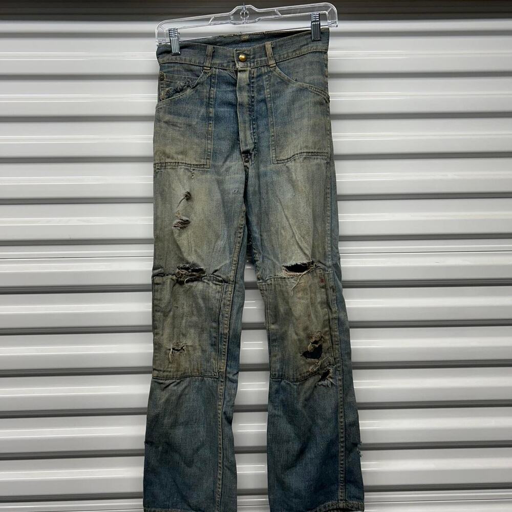 VTG 50s/60s Distressed Double Knees Jeans with Crotch Rivet